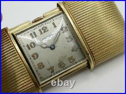 Movado For Cartier Art Deco'ermeto' Clock In 18k Gold