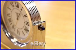 Must de CARTIER Art Deco Style Two Tone Swivel Sapphire SWISS Desk Mantel Clock