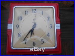 NEW IN BOX Telechron Wall Clock Red Retro Face Art Deco Style Model 2H11