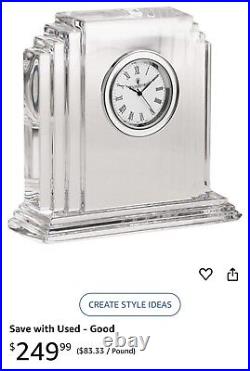 NEW WATERFORD Irish Lead Crystal Metropolitan Art Deco Small Desk Clock Box $249