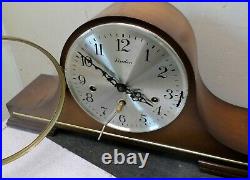Nice Working German Linden Triple Chime Napoleon's Hat 8 Day Wood Mantel Clock