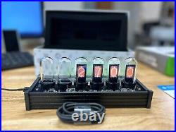 Nixie tube clock include IN-14 tubes and plywood black case-Free Shipping