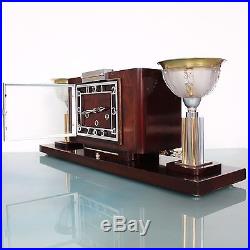 ODO Westminster Mantel Clock/Crystal Lamps Art Deco Antique SYMMETRY Piece Shelf
