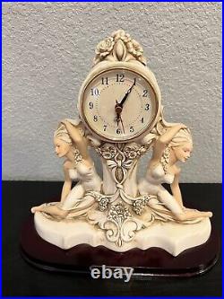 OK Collection Art Deco Victorian Style 2 Women Mantel Sculpture Classic Clock