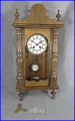 Old Art Deco German Junghans Regulator Wall Clock Porcelain Dial, Pendulum&Chimes