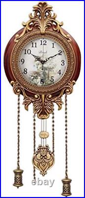Old Fashion Vintage Wood Indoor Wall Clock Swinging Pendulum Hallway Time Piece