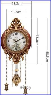 Old Fashion Vintage Wood Indoor Wall Clock Swinging Pendulum Hallway Time Piece