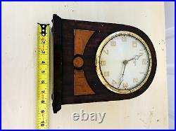Old Vintage 1930'S GILBERT Mantle Desk Clock Model 1807 Wood With Key