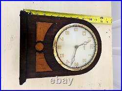 Old Vintage 1930'S GILBERT Mantle Desk Clock Model 1807 Wood With Key