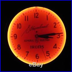 Orig Art Deco STREAMLINED IRONS NEON General Electric Advertising SIGN CLOCK