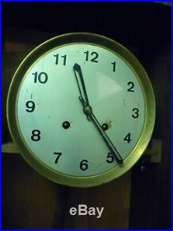 Original Antique Art Deco 8 Day Oak Striking Wall Clock With Mirror Glass Panels