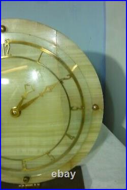 Original Smiths Art Deco Onyx And Brass Mantle Clock In Good Working Order