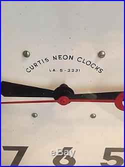 Original Vintage Art Deco Petite Neon Clock With Pink Neon