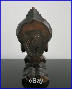 Oswald Vintage Rollng Eye Clock Germany Art Deco Alladin Carved Wood Very Rare