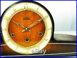 Pure Art Deco Lauffer Black Forest Germany Westminster Chiming Mantel Clock