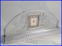 Pendule Art Déco En Verre Dans Le Goût De Lalique clock uhr reloj