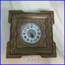 Persian Handmade 10 Wooden Marquetry Khatam Mina Kari Wall Clock Turkish Inlay