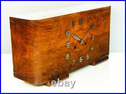 Pure Art Deco Chiming Mantel Clock From Kienzle Black Forest Nut Wood