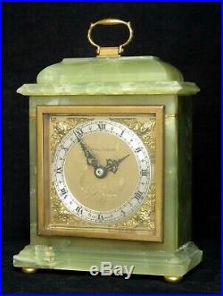 Quality Elliott Art Deco Mantel Clock Green Marble, Serviced, Works Well