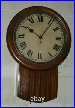 R. H. L. Antique Chain Fusee Wall Station/ Pub Clock England Working Mahogany Case