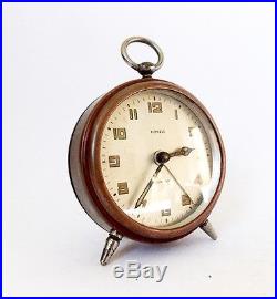 RARE 1930s Tiny Antique German KIENZLE Tam-tam Alarm clock, art deco copper