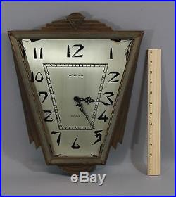 RARE Antique 8-Day WALTHAM Watch Co Art Deco Wood Wall Clock, NR