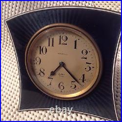 RARE! Antique Tiffany & Co Blue Guilloche &Sterling Silver 8 day Clock