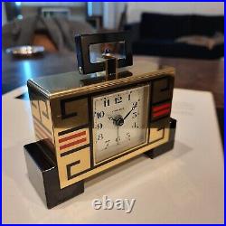 RARE Cartier Art Deco, Cubist Desk Clock, Works, Good Condition