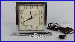 RARE Gilbert Rohde Herman Miller Chrome Art Deco Mantle Clock Tested and Works