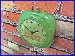 Rare Hammond Dr Pepper Ice Cream Parlor-diner-store Display Art Deco Green Clock