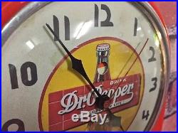 Rare Red Art Deco Telechron Dr Pepper Ice Cream Parlor-diner-store Display Clock