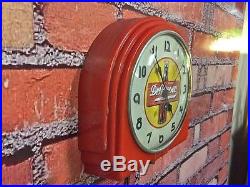 Rare Red Art Deco Telechron Dr Pepper Ice Cream Parlor-diner-store Display Clock