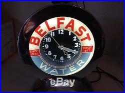 Rare Vintage Chrome Art Deco Belfast Sparkling Water Advertising Table Clock