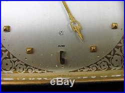 Rare Vintage Lecoultre 8 Day Swiss Clock Art Deco Square Desk Mantel Works Great