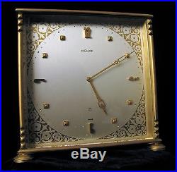 Rare Vintage Lecoultre 8 Day Swiss Clock Art Deco Square Desk Mantel Works Great