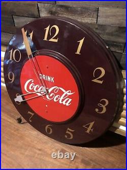 RARE Vintage 1951 Drink Coca Cola Electric Clock Art Deco Soda Advertising Sign