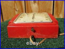 RARE Vintage Telechron Red Bakelite MCM Art Deco Electric Wall Clock 1930s 2H15s