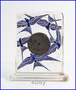 RENE LALIQUE'Cinq Hirondelles' (Five Swallows) ENAMELLED GLASS CLOCK C1920