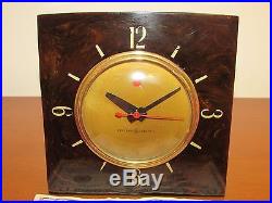 RESTORED BAKELITE SWIRL CANDIDATE ART DECO SILENT ACCURATE 1949 CLOCK Telechron