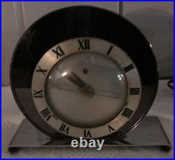 Rare 1920's Art Deco PEACH & CHROME Mirror Telechron Antique Electric Clock Runs