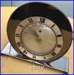 Rare 1920's Art Deco PEACH & CHROME Mirror Telechron Antique Electric Clock Runs