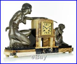 Rare 1920s French ART DECO The Sleeping Satyr SCULPTURE Mantel CLOCK by P. SEGA