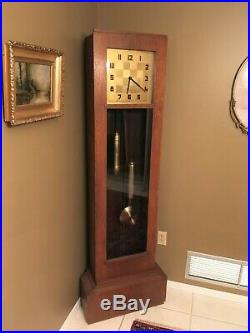 Rare 1930's Art Deco German Zentra Mission Oak Corner Grandfather Clock