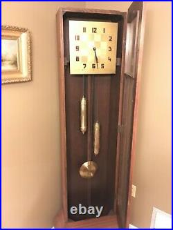 Rare 1930's Art Deco German Zentra Oak Corner Grandfather Clock