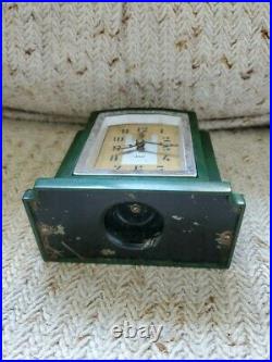 Rare 1930's Art Deco Jaz Wind-Up Clock Green Speckled Bakelite
