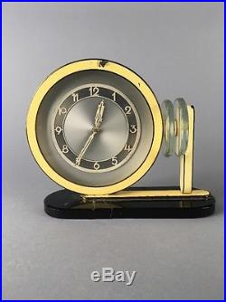 Rare 1930's Art Deco Machine Age Enamel Desk Clock Rhode Era As-Is
