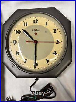 Rare, 1930s art deco, depression era, Steel/original Electric clock/perfect