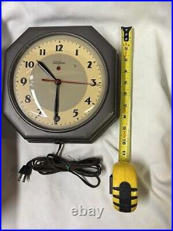 Rare, 1930s art deco, depression era, Steel/original Electric clock/perfect