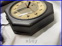 Rare, 1930s art deco, depression era, Steel/original Electric clock/perfect