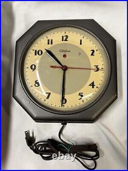 Rare, 1930s art deco, depression era, Steel/original Electric clock/perfect